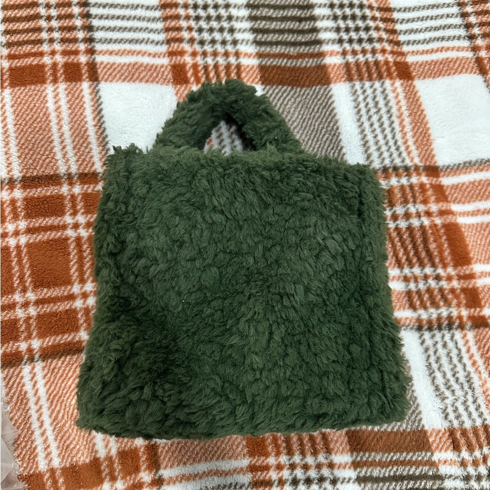 Green Faux Fur Tote Bag